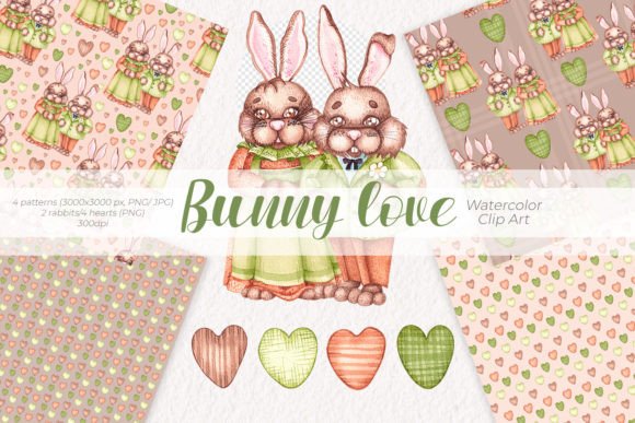 Bunny Love Watercolor Clipart PNG, JPG: Strategic Visual Assets for Branding and Design