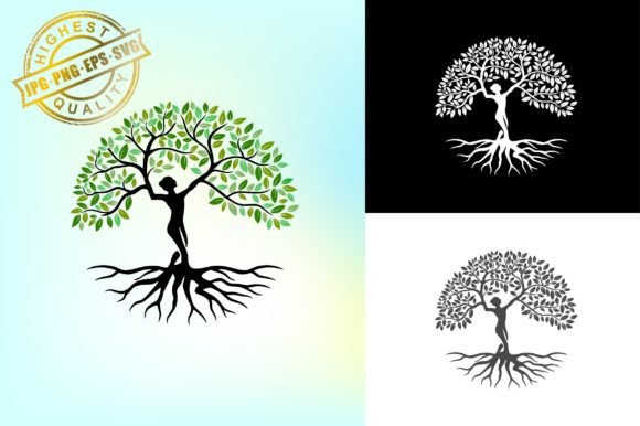 Dryad Tree Logo Illustrations: Merging Myth and Modern Design