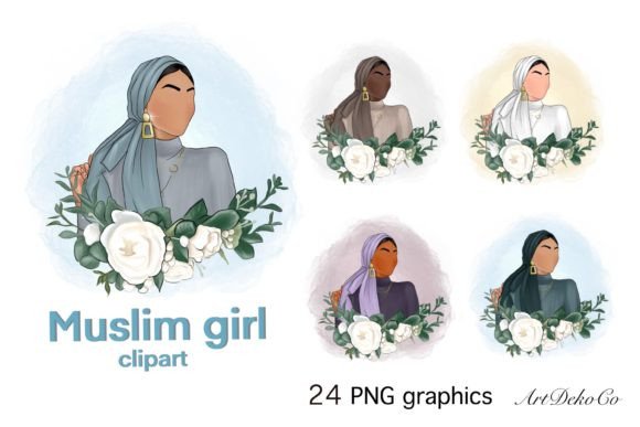 Elegant Faceless Hijab Clipart for Creators