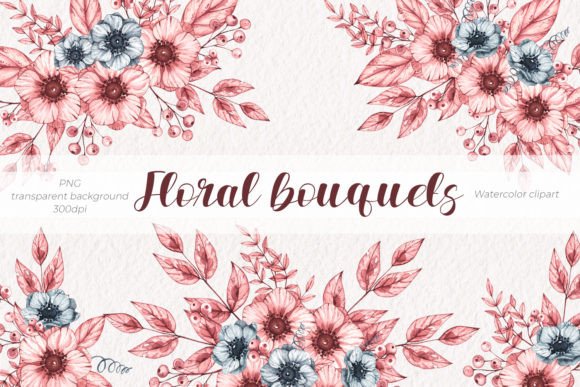 Elevating Brand Aesthetics with Floral Bouquets Watercolor Clipart PNG