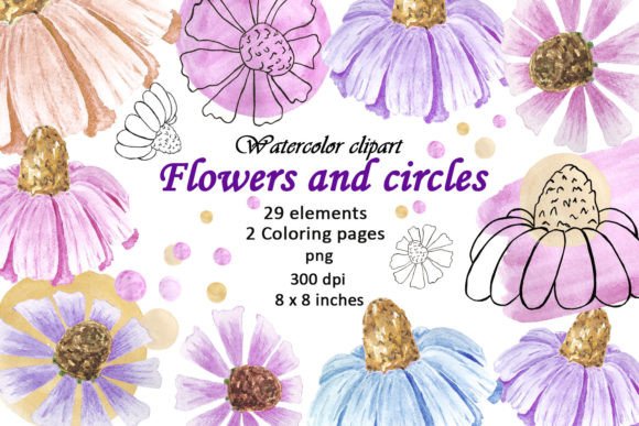 Elevating Digital Design with High-Quality Watercolor Flowers Fill Circles Clipart