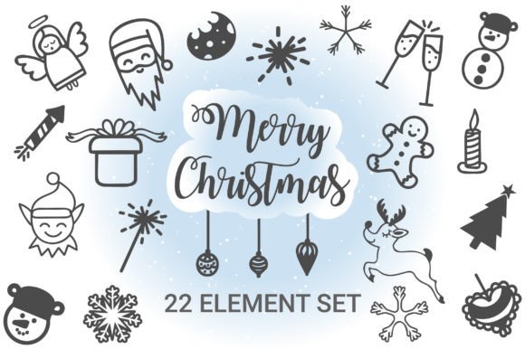 Evaluating the Merry Christmas Element in Doodle Set for Holiday Design Projects