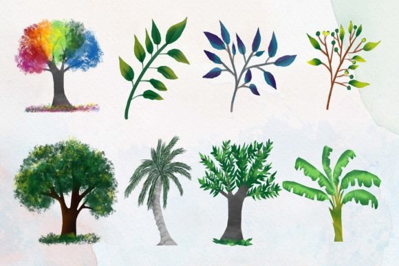 Evaluating the Value of a Watercolor Hand Painted Tree Clipart Set for Professional and Personal Design