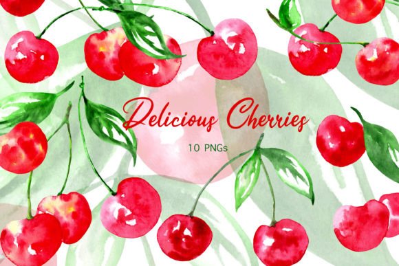 Watercolor Cherries Fruit Clipart Guide