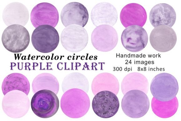 Watercolor Clipart Circles Purple PNG Guide